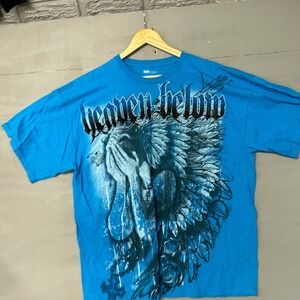 Urban‎ Legends Graphic T Shirt Blue Angel Wings Heaven Below Mens 2X Large